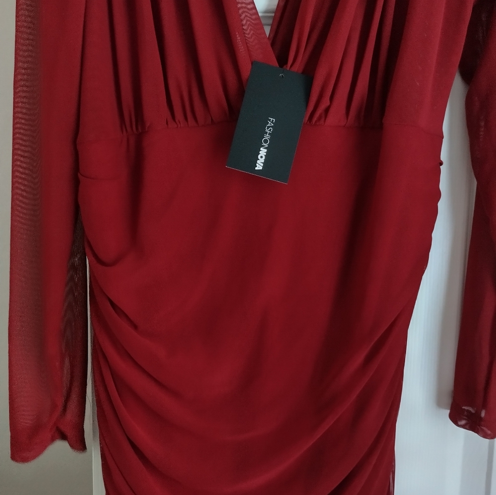 Sheer Goes Nothing Mini Dress "wine" - Picture 4 of 4